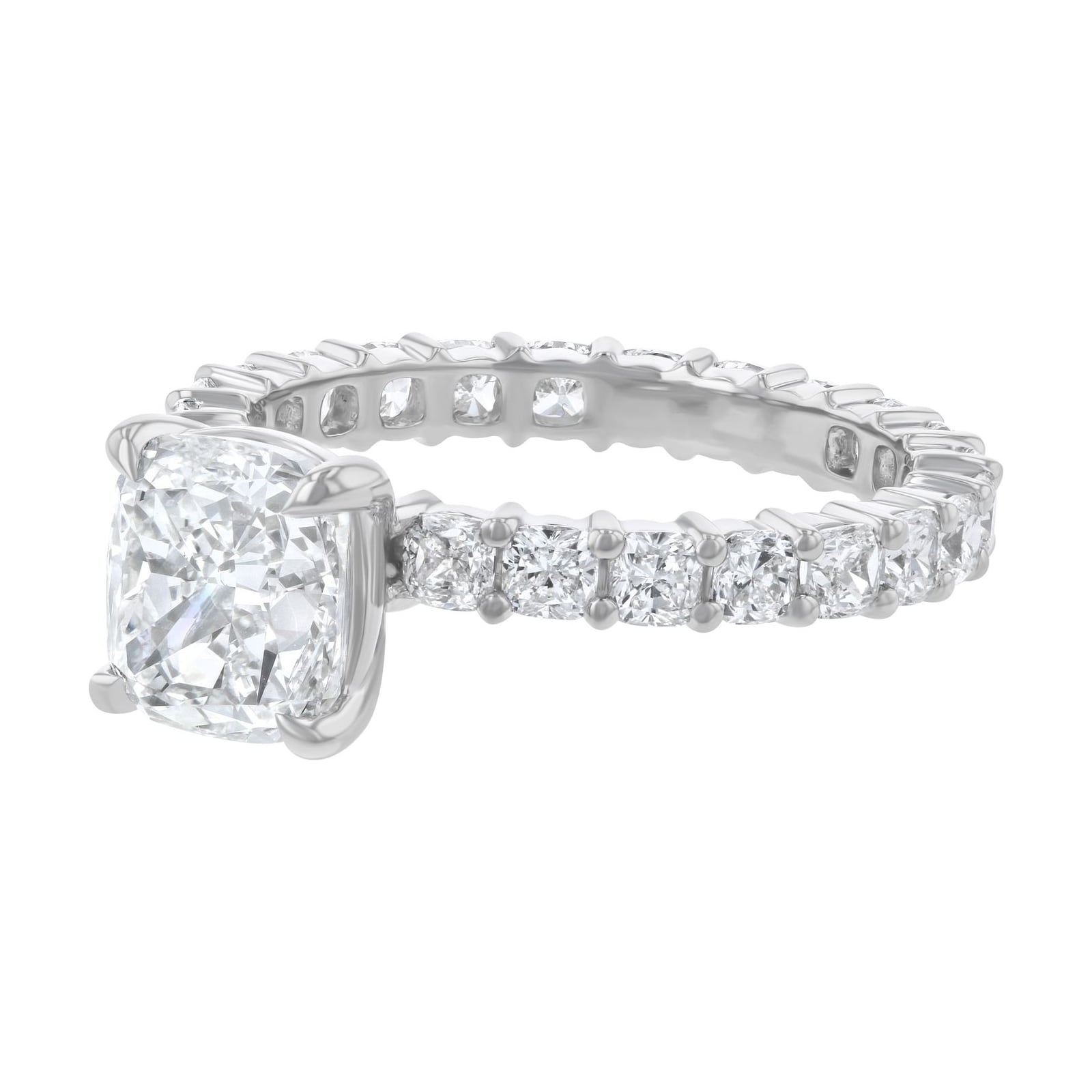 Platinum solitaire engagement ring with diamond eternity band
