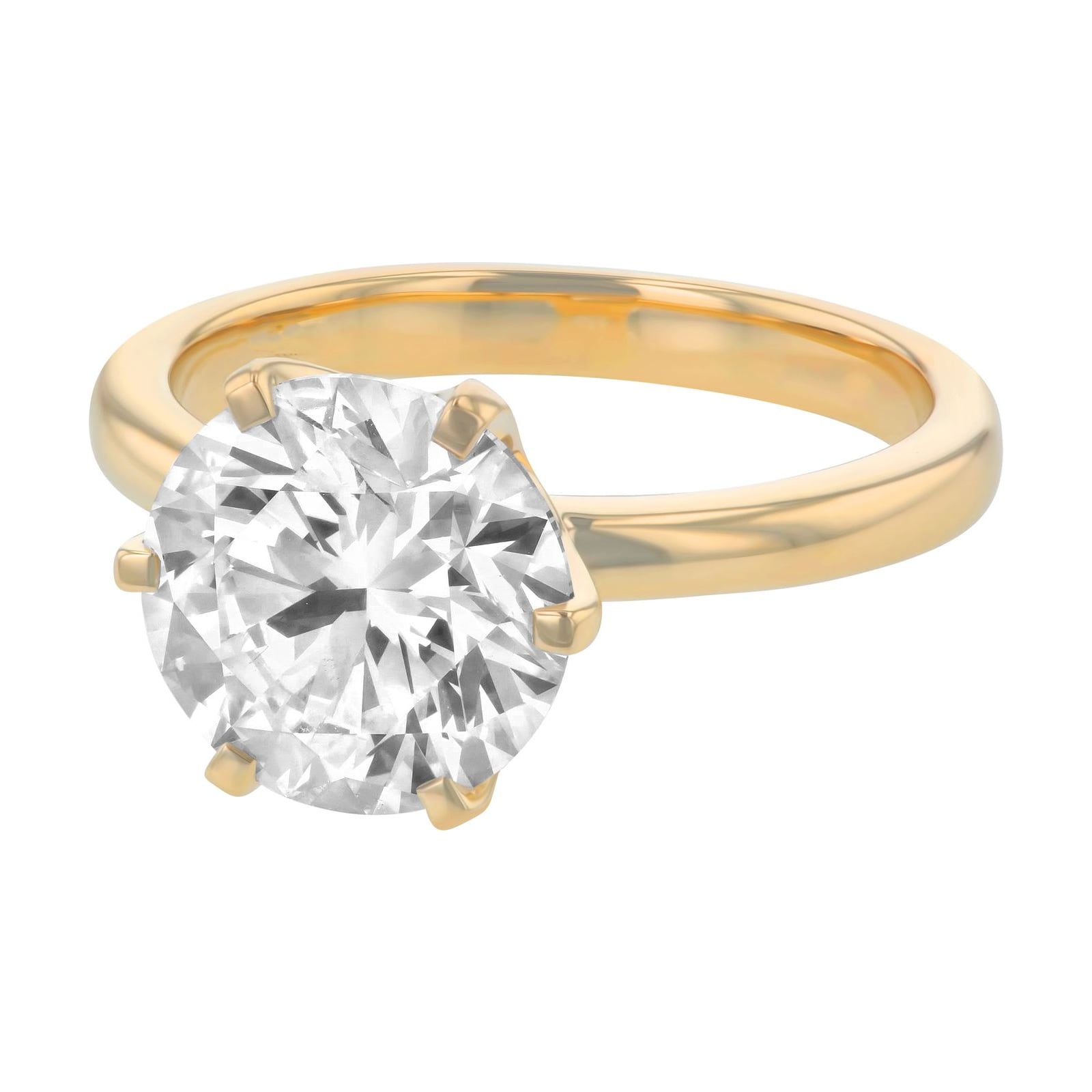 3.0 carat round diamond engagement ring in yellow gold