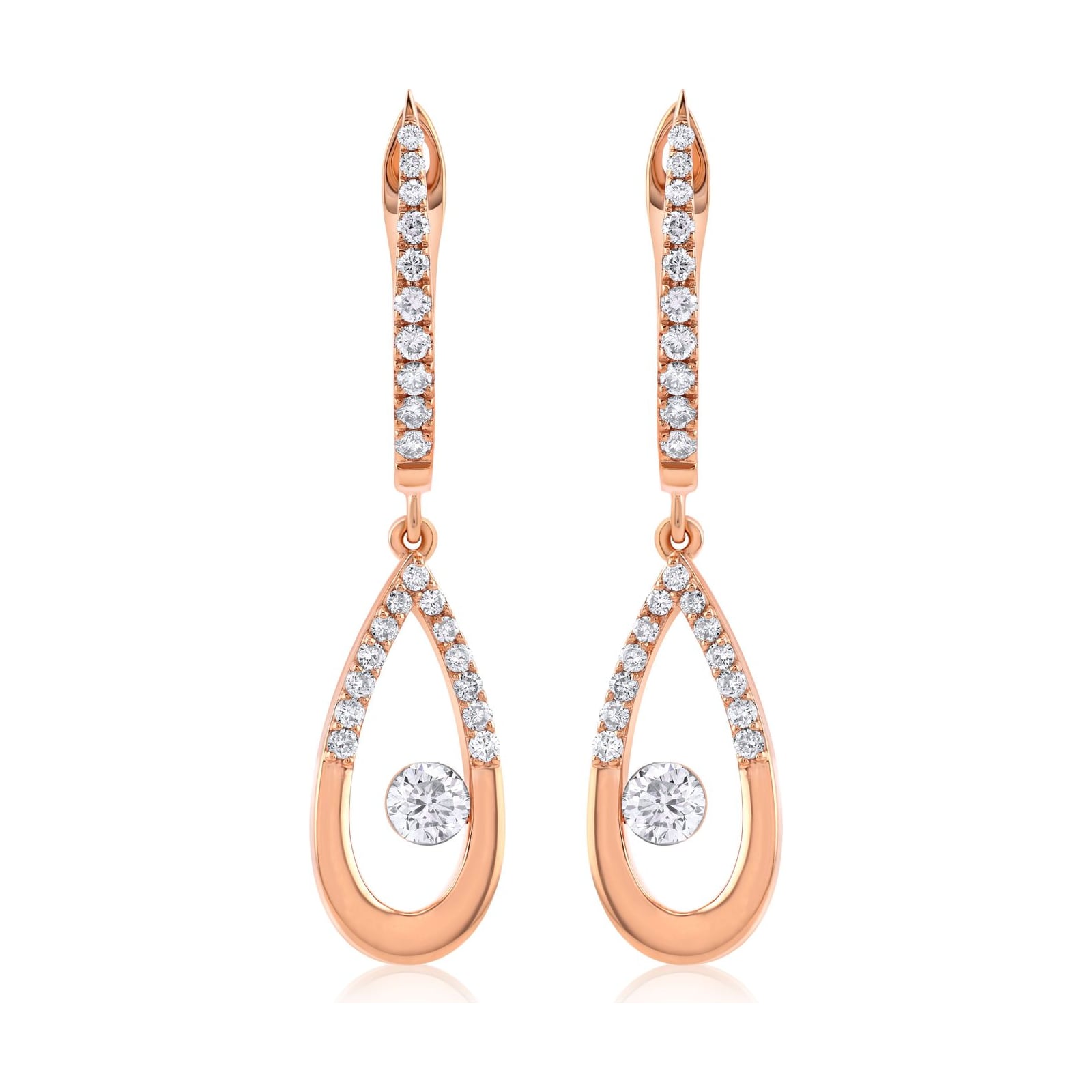 14k rose gold diamond earrings