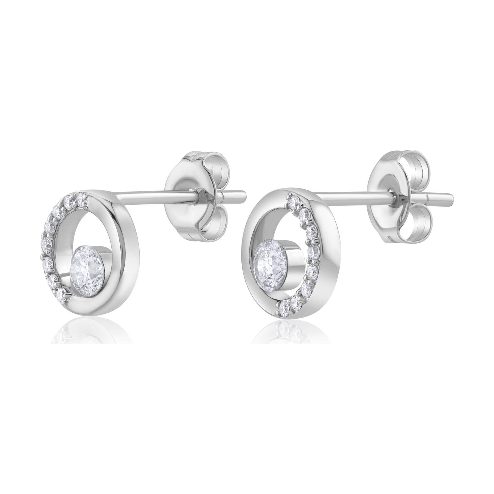 14k white gold diamond drop earrings