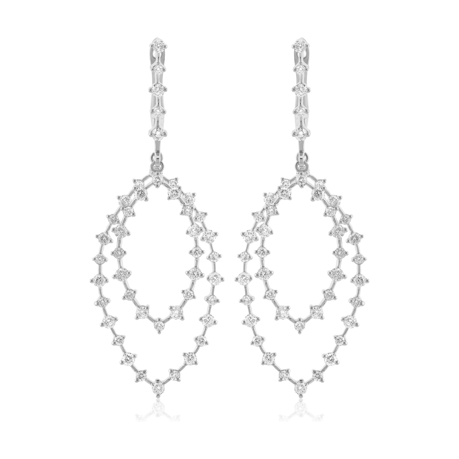 14k white gold diamond earrings, pavé set