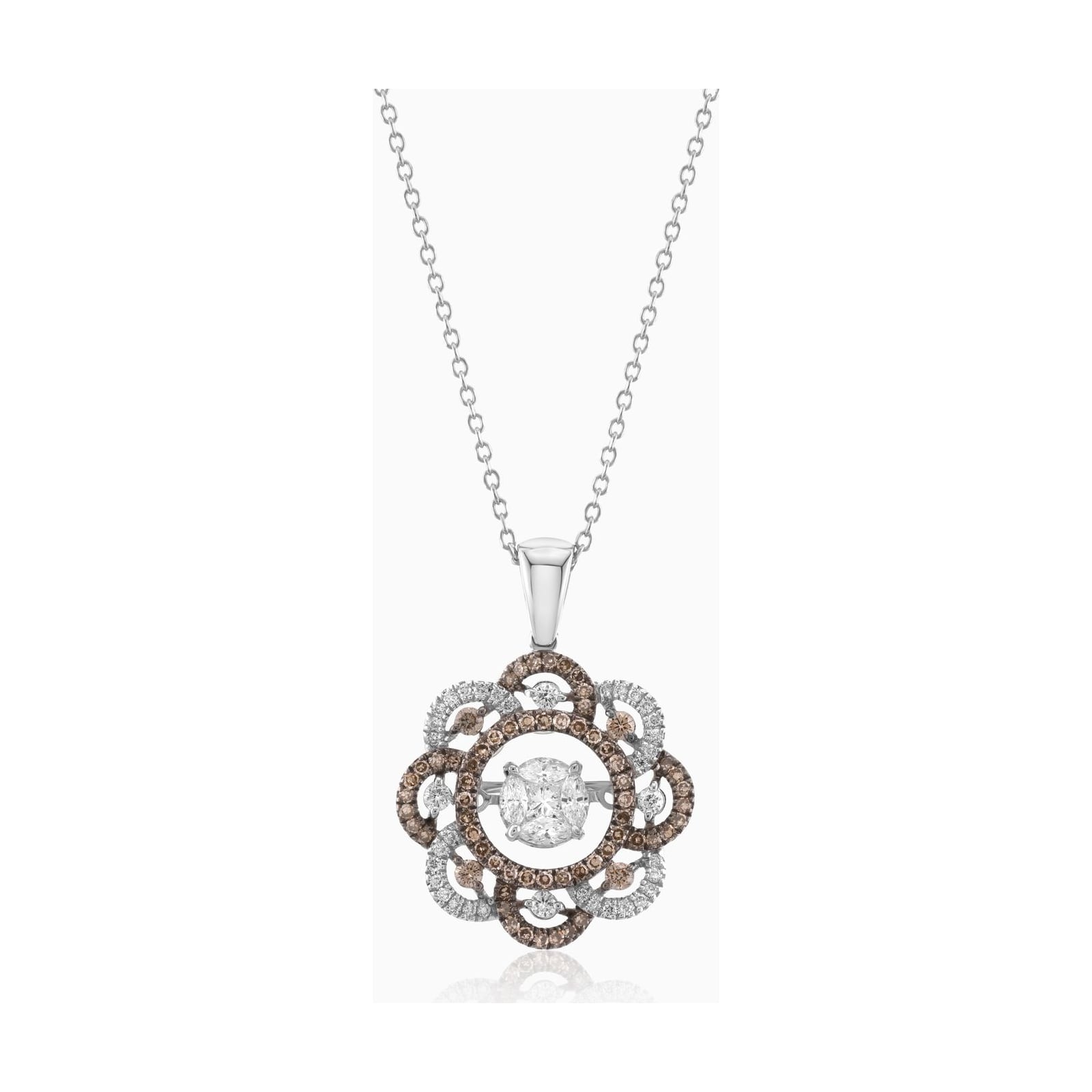 14k white gold diamond pendant necklace