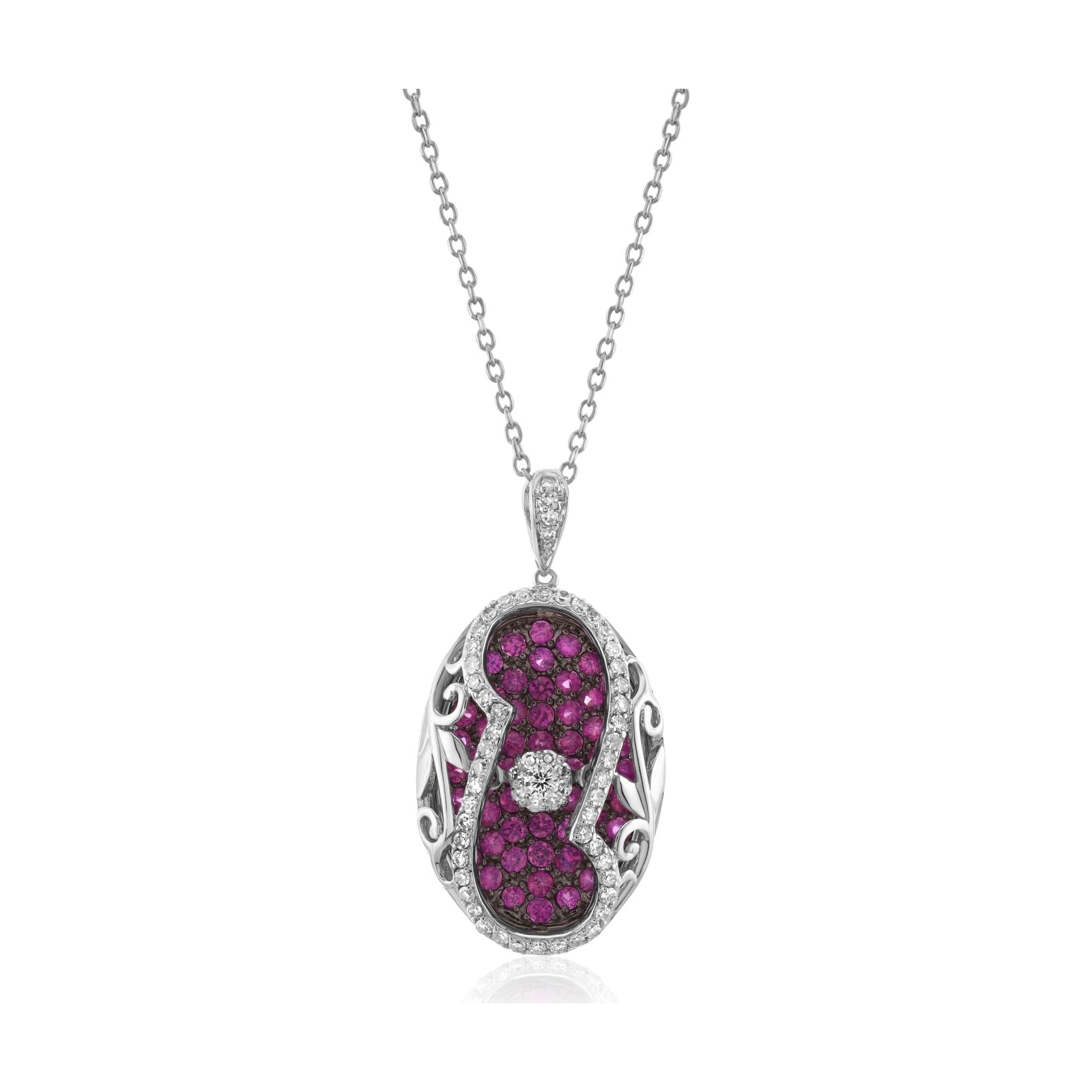 14k white gold pendant with colored stones and diamonds
