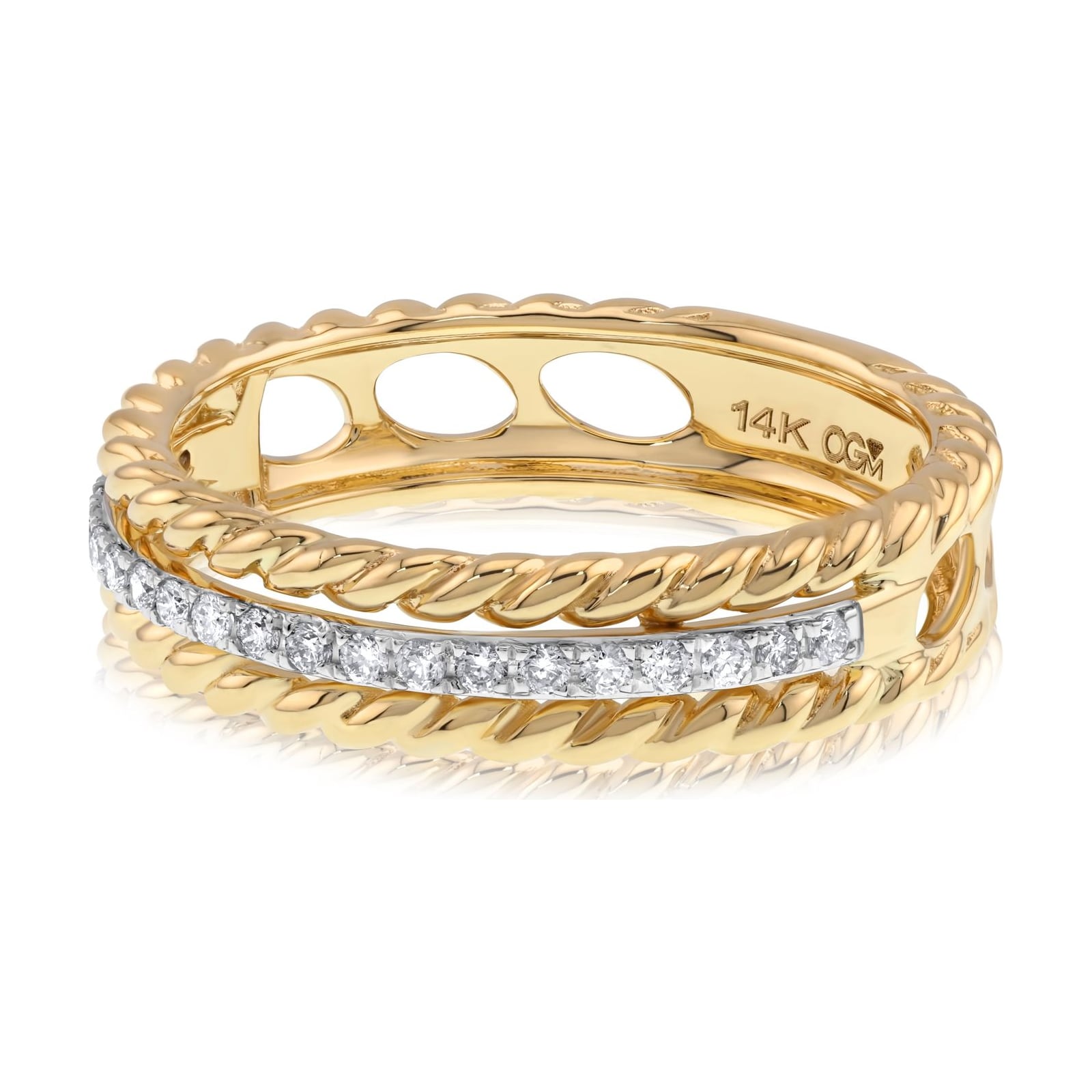 14k yellow gold diamond ring with fancy setting