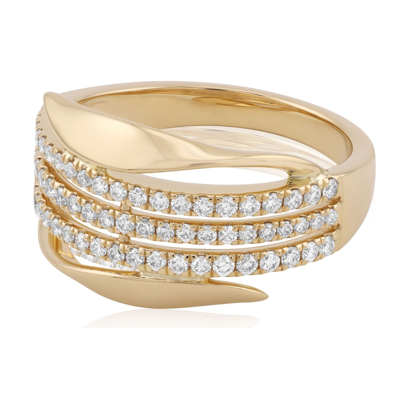 14k yellow gold diamond ring, detail view